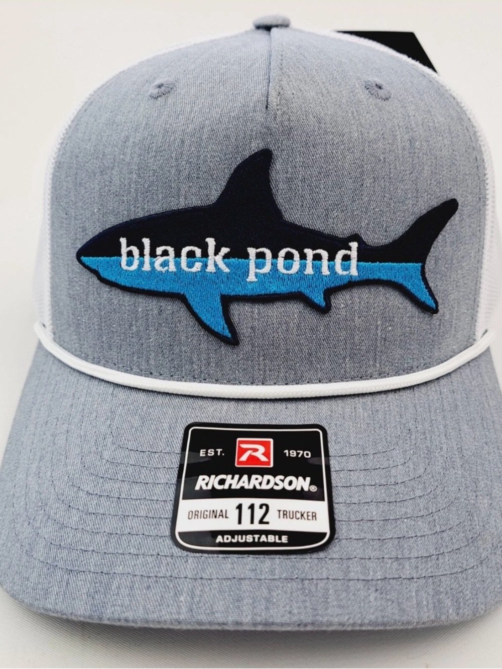 Black Pond Shark Fishing Patch Mesh Snapback Richardson 112 Cap Hat